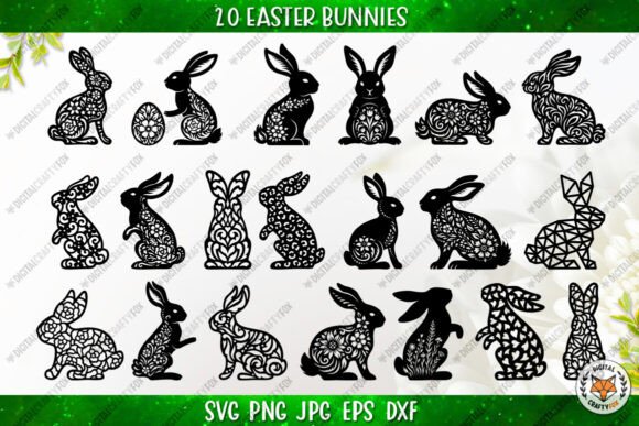 Easter Bunny Bundle SVG, Floral Bunnies