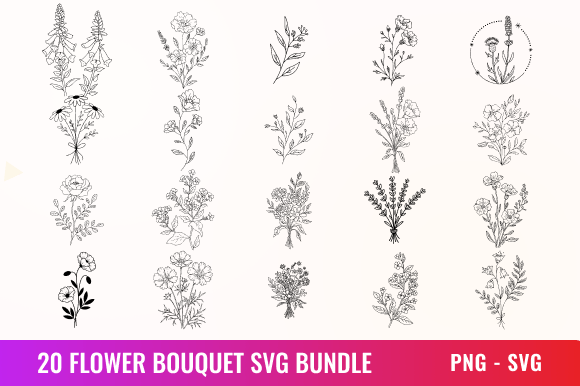 Review: 20 Hand Drawn Flower Bouquet Svg Bundle