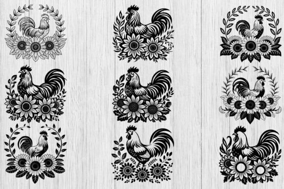 Rooster and Sunflower SVG Bundle, Farm